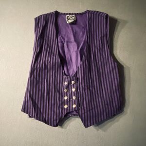 Cykxtees Vest Made USA Purple Black Striped The Creative Brand Whimsygoth Goth